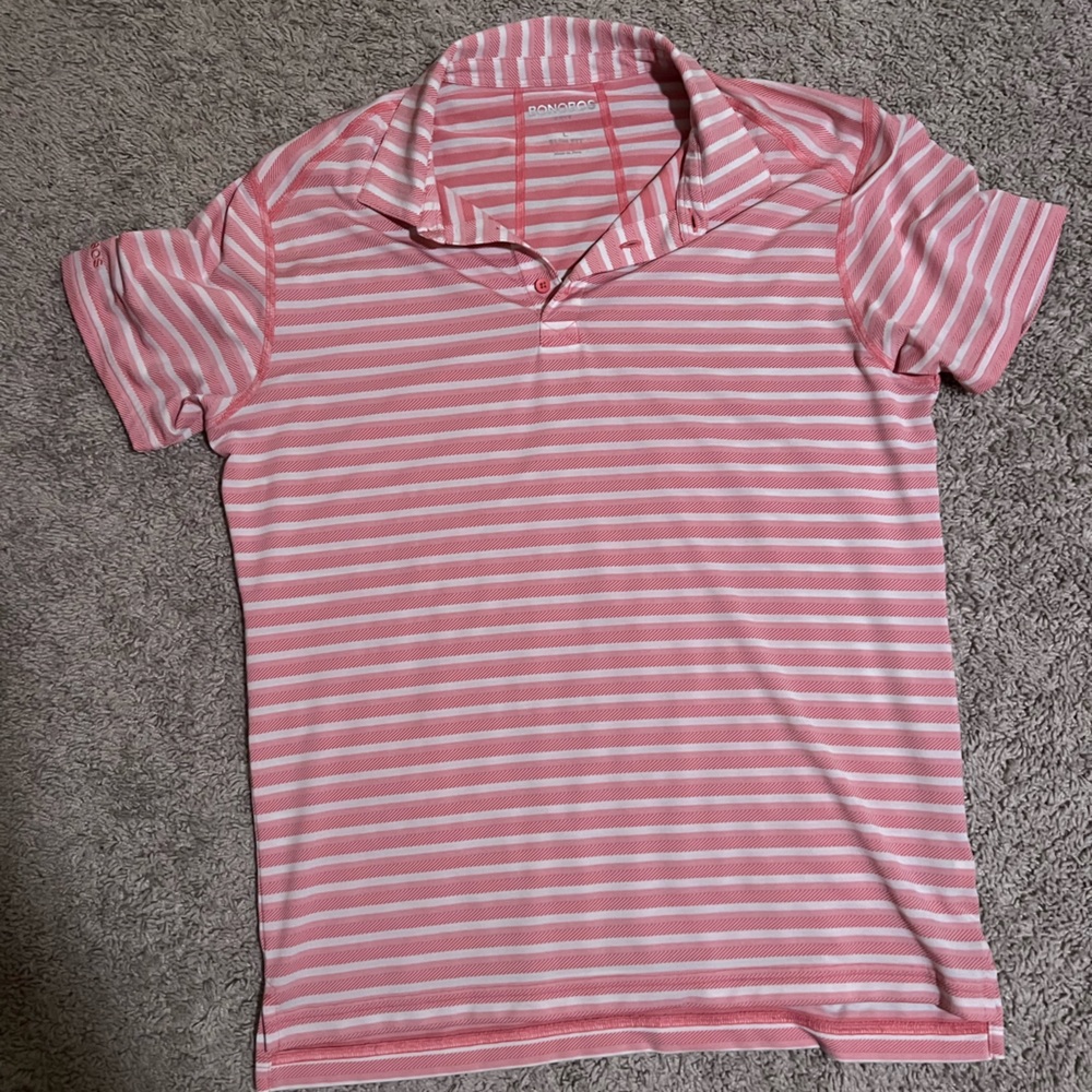 Pink striped Bonobos Golf Polo